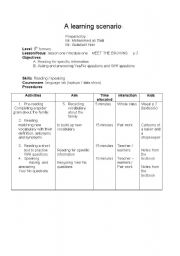 English Worksheet: a learning senario 8th form
