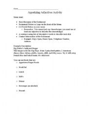 English Worksheet: Appetizing Adjectives Activity