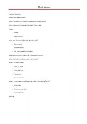 English Worksheet: Music Video Analysis worksheet