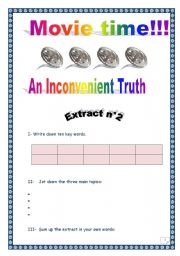 English Worksheet: An Inconvenient truth - Al Gore - Extract n2 (with comprehensive key) 