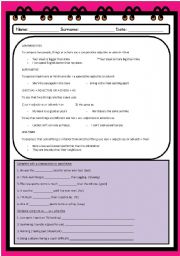 English Worksheet: Comparatives, superlatives, (not) as ____ as, less than