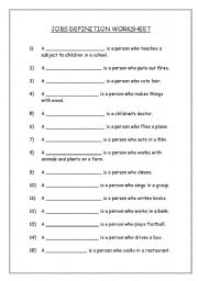 English Worksheet: Jobs definition worksheet