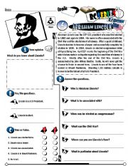 English Worksheet: RC Series_U.S Edition_05 Abraham Lincoln (Fully Editable + Key) 