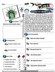 English Worksheet: RC Series_U.S Edition_03 Statue Of Liberty (Fully Editable + Key) 