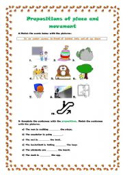 English Worksheet: Prepositions of place and movement