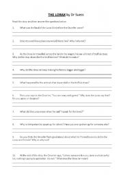 English worksheet: Discussing environmental exploitation using The Lorax