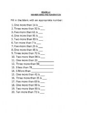 English Worksheet: GRADE 1 NUMERATION