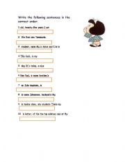 English Worksheet: Unscramble sentences 