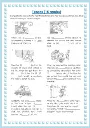 English Worksheet: Past Simple Tense and Past Continuous Tense (in context)