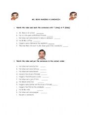 English Worksheet: Mr.Bean making a sandwich