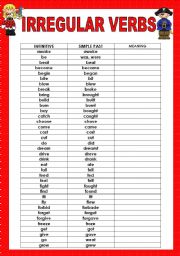 irregular verbs list - ESL worksheet by huly