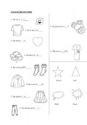 English Worksheet: colour the pictures