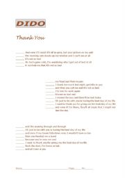 English Worksheet: Dido - Thank You