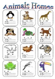 Animal And Their Shelter Chart