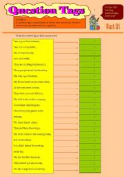 English Worksheet: Lets study question tags!!