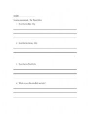 English Worksheet: The Three Sillies Comprehension Check