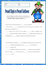 English Worksheet: Present Simple vs Present Continuous 