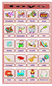 English Worksheet: toys pictionary