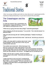 English Worksheet: tradidional stories :the grasshopper and the ant