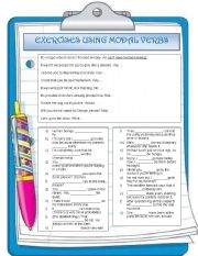 English Worksheet: MODAL VERBS