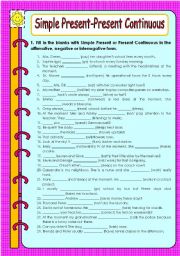 English Worksheet: Simple Present vs. Present Continuous