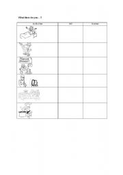 English Worksheet: daily activities