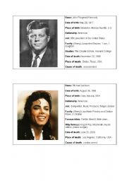 English Worksheet: Dead celebrities biographies part III