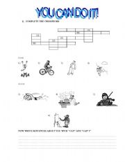 English worksheet: CAN- CANT