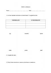 English worksheet: animals