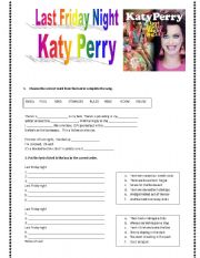 English Worksheet: KATY PERRY LAST FRIDAY NIGHT