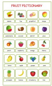 English Worksheet: fruit pictionary