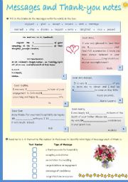 English Worksheet: Messages and Thank -you notes