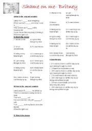 English Worksheet: I wanna go song to practice tenses