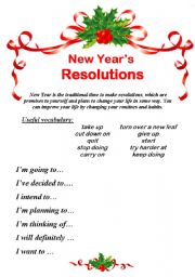 English Worksheet: New Year  Resolutions  Paper