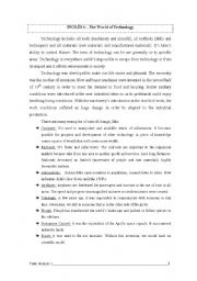 English Worksheet: The World Of Technology