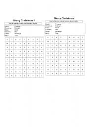 English worksheet: merry christmas crosswords