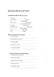 English worksheet: Exercises with the verb TO BE