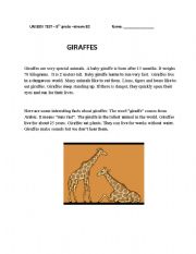 English Worksheet: giraffes