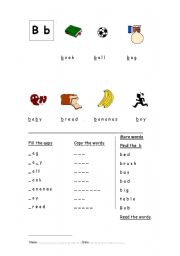 English Worksheet: Alphabet sheet: b