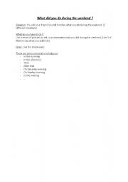 English Worksheet: what did you do during the weekend?