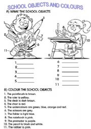 English Worksheet: school object