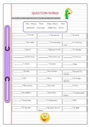 English Worksheet: Question Words