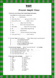 English Worksheet: Present simple tense