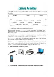 English Worksheet: Leisure activities
