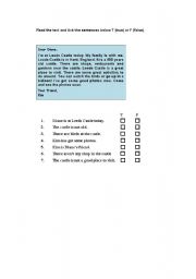 English Worksheet: Read and tick true or false
