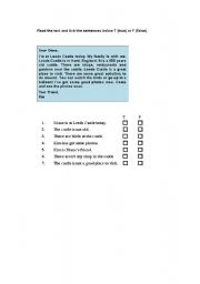 English worksheet: Read and tick true or false