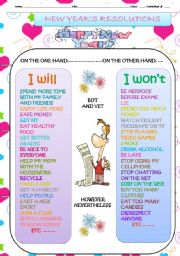 NEW YEARS RESOLUTIONS WORKSHEET WITH LINKWORDS