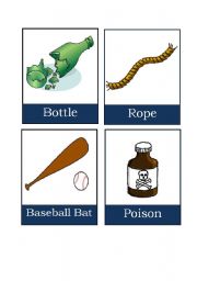 English Worksheet: CLUEDO WEAPONS  and RULES