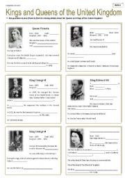 English Worksheet: Kings and Queens of the United Kingdom ( 1/6 )