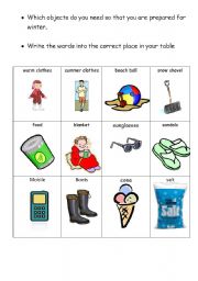 English Worksheet: Preparing for Winter